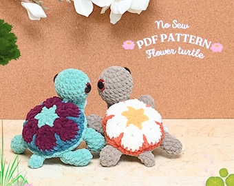 Flower Turtle Crochet Pattern: No Sew Plushie (PDF Pattern)