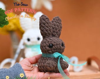 No-Sew Chocolate Bunny Crochet Pattern, Quick Loaf Amigurumi Plushie (PDF Download)