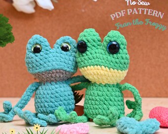 縫わずに作れるカエルのあみぐるみ編み図：初心者向けぬいぐるみ（PDFパターン）