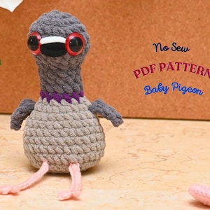 Baby Pigeon No Sew Crochet Pattern, Pigeon crochet pattern,No Sew Amigurumi Crochet Patterns,Crochet Pattern,Plushie Pattern, Pigeon Crochet