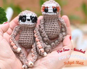 No Sew Beaded Sloth Crochet Pattern | Fidget Amigurumi PDF