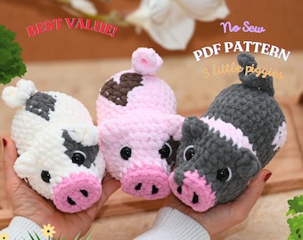 No-Sew Crochet Pig Pattern Bundle | Amigurumi Farm Animal PDF