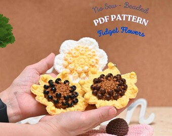 Beaded Fidget Flower Crochet Pattern: Sunflower Keychain (PDF Pattern)