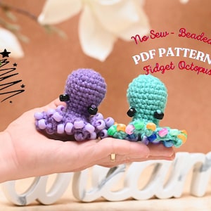 Fidget Oktopus mit Perlen kein Sew Häkelanleitung, Octopus Häkelanleitung, Fidget häkeln, Schlüsselanhänger häkeln, gehäkeltes Spielzeug