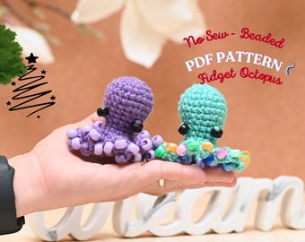 No Sew-kralen Fidget Octopus-haakpatroon | Sensorisch ASMR-speelgoed | Pdf in het Engels