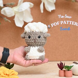 Lamb No Sew Crochet Pattern, Lamb crochet pattern, No Sew Amigurumi Crochet Patterns, Crochet Pattern, Plushie Pattern, Sheep Amigurumi