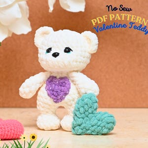 Valentine Teddy Bear Crochet Pattern: No Sew Amigurumi (PDF Pattern)