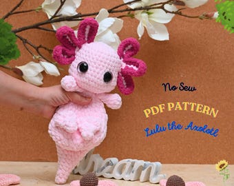 No Sew Baby Axolotl Crochet Pattern: Amigurumi Plushie (PDF Pattern)