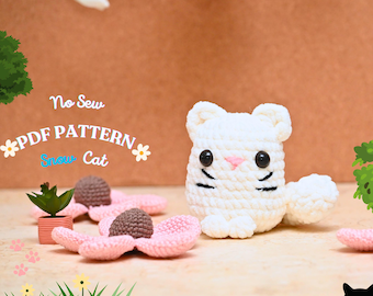 No Sew Crochet Cat Pattern: Snow Snuggy Amigurumi (PDF Pattern)