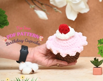 No Sew-gehaakt cupcakepatroon: amigurumi-knuffel (pdf-patroon)