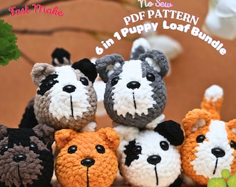 No-Sew Puppy Crochet Pattern Bundle, 6 Dog Breeds, Fast Amigurumi (PDF Download)