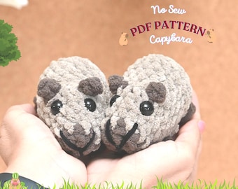 Modello all'uncinetto senza cuciture per un capibara: peluche amigurumi in 15 minuti (modello in PDF)