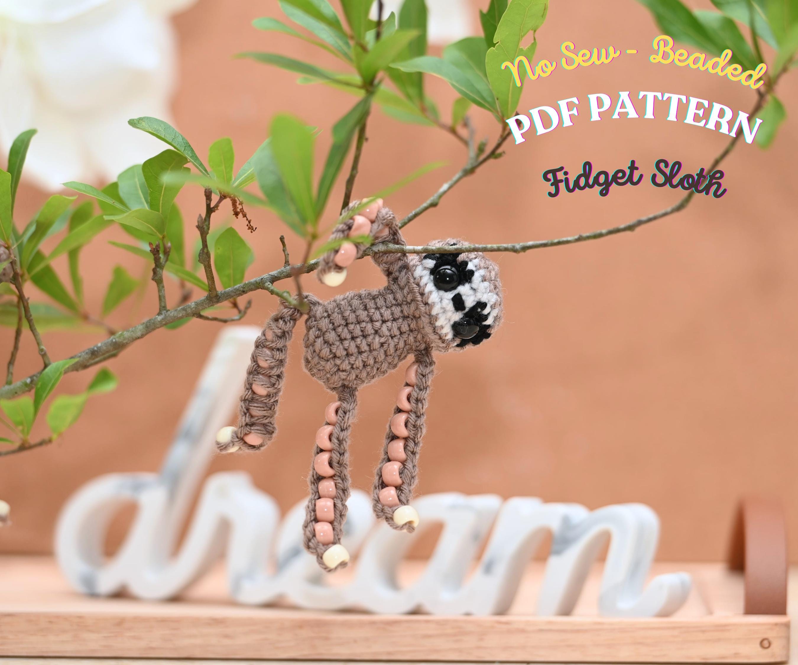 Finger Sloth Pattern Crochet Beaded Fidget Sloth Crochet Pattern | No Sew Sensory Amigurumi PDF - Etsy