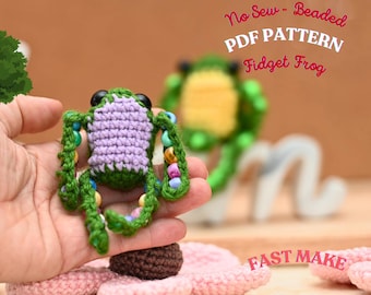 Beaded Fidget Frog Crochet Pattern | No Sew Sensory Amigurumi PDF