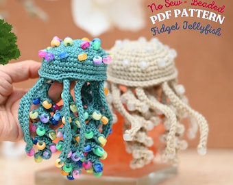 Beaded Fidget Jellyfish Crochet Pattern | No Sew Crochet Amigurumi PDF| Sensory ASMR Toy