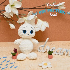 Baby Seal No Sew Crochet Pattern, Seal crochet pattern, No Sew Amigurumi Crochet Patterns, Crochet Pattern, Plushie Pattern, Baby animals