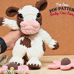 Clara the Baby Cow No Sew Crochet Pattern, Cow crochet pattern, No Sew Amigurumi Crochet, Crochet Pattern, Plushie Pattern, Cow Crochet
