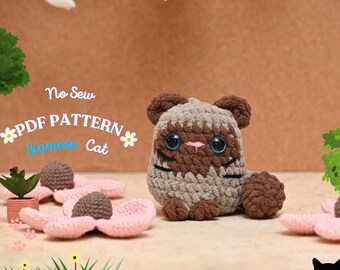 Siamkatze Häkelanleitung: Amigurumi ohne Sew (PDF-Muster)
