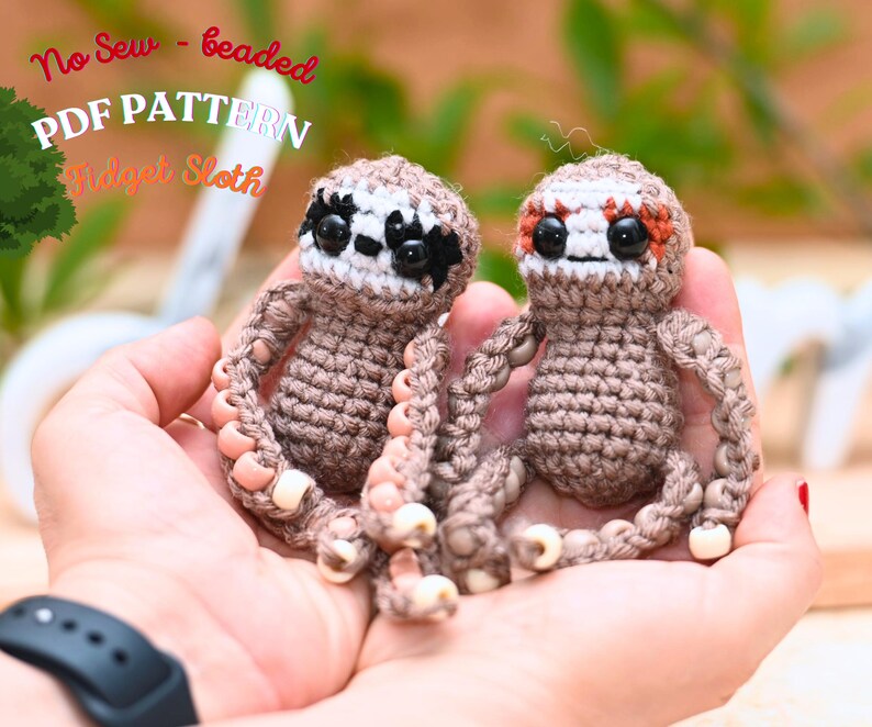 Beaded Fidget Sloth Crochet Pattern | No Sew Sensory Amigurumi PDF - Etsy