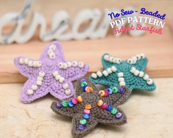 No Sew Beaded Fidget Starfish Crochet Pattern | Sensory ASMR Toy | PDF in English