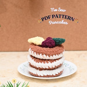 Pancakes and berries Crochet Pattern, Food crochet, Food Decor, Crochet Pattern, pancakes amigurumi, crochet food, pancake crochet plushie