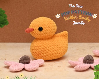 Modello all'uncinetto per paperella di gomma JUMBO senza cuciture: Amigurumi (schema PDF)