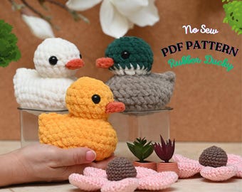 No Sew-gehaakt eendpatroon: amigurumi wilde eend en badeend (pdf-patroon)