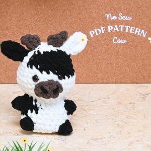 Cow No Sew Crochet Pattern, Cow amigurumi, crochet cow, cow crochet pattern, crochet patterns, cow crochet, easy crochet plushie,cow plushie