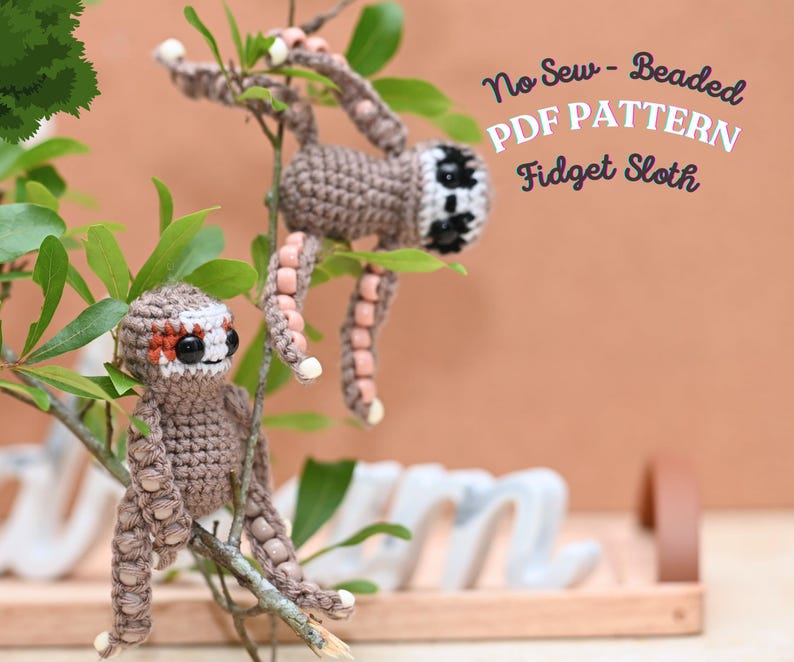 Beaded Fidget Sloth Crochet Pattern | No Sew Sensory Amigurumi PDF - Etsy