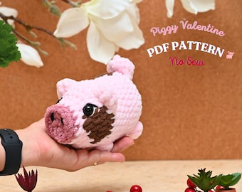 No Sew Heart Pig Crochet Pattern | 30 Min Farm Animal Market Prep | No Sew Piggy Amigurumi | Muddy Heart Pig Plushie | Beginner Friendly PDF