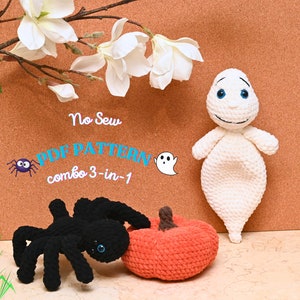 Combo 3-in-1 Spider |Ghost|Pumpkin Crochet Pattern, Spider crochet pattern, Amigurumi Crochet Patterns, Crochet Pattern, Halloween crochet