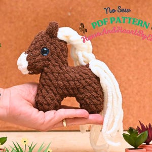 Baby Horse No Sew Crochet Pattern, Horse crochet pattern, No Sew Amigurumi Crochet Patterns, Crochet Pattern, Plushie Pattern, Horse Crochet