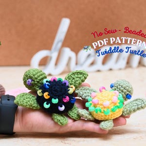 Beaded Fidget Turtle No Sew Crochet Pattern, Turtle Keychain crochet pattern, Fidget Crochet Pattern, Crochet Fidget Toy, Crochet Market
