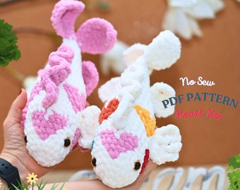 No Sew Heart Koi Fish Crochet Pattern | Amigurumi Plushie (PDF Download)