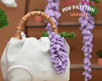 Wisteria Crochet Pattern | No Sew Beaded Garland & Bag Charm PDF