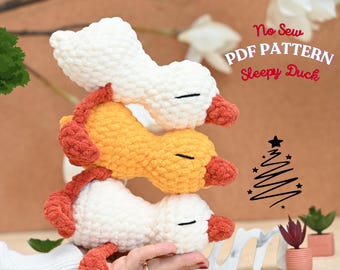 Sleepy Duck Crochet Pattern, No Sew Amigurumi (PDF Pattern)