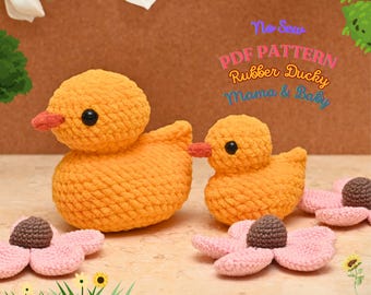 Modello all'uncinetto per realizzare una paperella di gomma senza cuciture: Peluche amigurumi (modello in PDF)