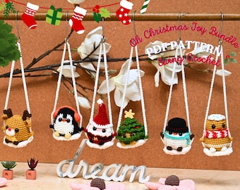 6 in 1 Christmas Swing Crochet Patterns: Holiday Car Hanging Ornaments (PDF Pattern)