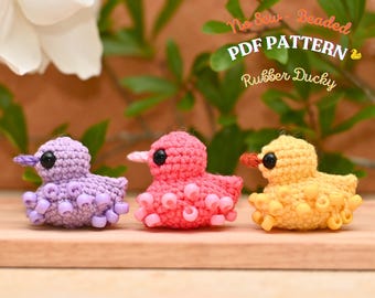 Beaded Fidget Duck Crochet Pattern | No Sew Rubber Ducky Amigurumi PDF