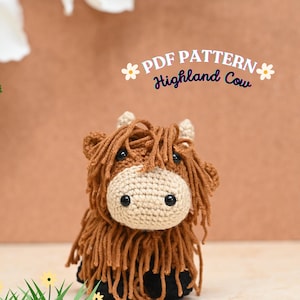 Highland Cow Crochet Pattern, Amigurumi Cow Pattern, Highland Cow Amigurumi , DIY Crochet Toy , Handmade Gift Idea, Farm Animal Plushie, Cow