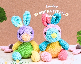Patrón de crochet para amigurumi de conejito de baja costura: Peluche DIY (Patrón PDF)
