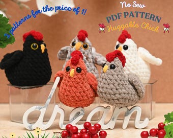 No Sew Crochet Chicken Plushie Pattern: Easy Amigurumi (2 in 1 PDF Pattern)