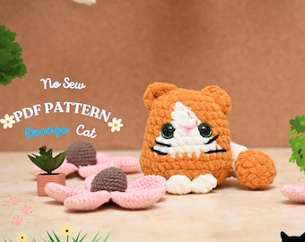Orange Snuggy Cat Häkelanleitung: Amigurumi ohne Sew (PDF-Muster)