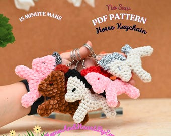 No-Sew Horse Crochet Pattern | Velvet Amigurumi Keychain (PDF)