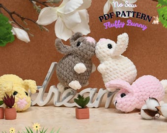 Patrón de crochet para conejito regordete sin costuras: Conejo amigurumi rápido para principiantes (patrón PDF)