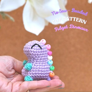 Keine Sew Perlen Fidget Dinosaurier Häkelanleitung | Sensorisches ASMR-Spielzeug | PDF in Englisch