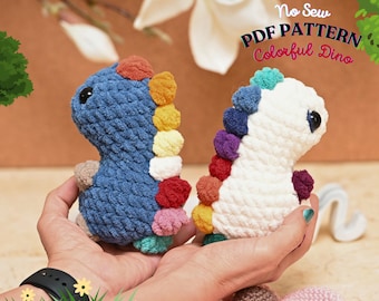 No-Sew Dino Crochet Pattern – Beginner Amigurumi Plushie, Fast Dinosaur PDF