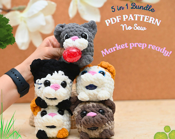 No Sew Crochet Stress Ball Cat Pattern Bundle | Amigurumi Plushie (PDF Pattern)