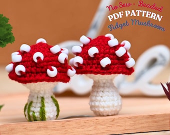 No Sew Beaded Mushroom Crochet Pattern | Fidget Toy PDF