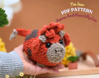 No-Sew Highland Cow Crochet Pattern, Realistic Muddy Farm Amigurumi PDF